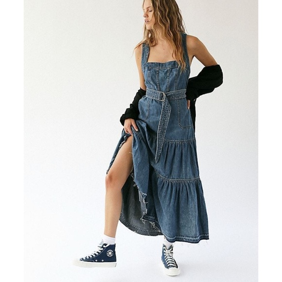 Sierra Madre Tiered Belted Denim Dress 